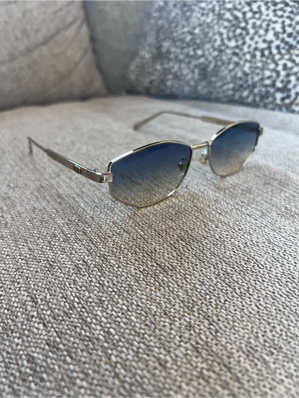 Dior Silver Frame Blue Gradient Sunglasses